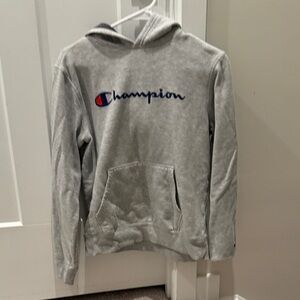 Champion Light Gray Hoodie with Logo